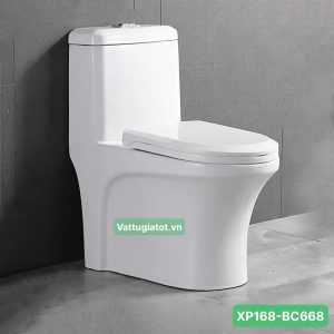 Bồn cầu 1 khối màu trắng XP168-BC668 sứ phủ nano cao cấp