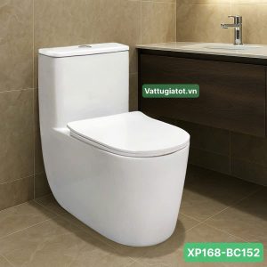Bồn Cầu 1 Khối Men Sứ Trắng Nắp UF Cao Cấp XP168-BC152