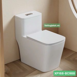 Bồn Cầu 1 Khối Men Sứ Trắng Nắp UF Cao Cấp XP168-BC988