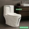 Bồn cầu 1 khối màu trắng vân đá đen men sứ nano XP168-BC1C127.