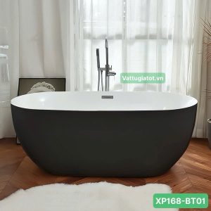Bồn tắm nằm oval nhựa acrylic cao cấp màu đen thiết kế hiện đại, bền đẹp, cách nhiệt tốt.
