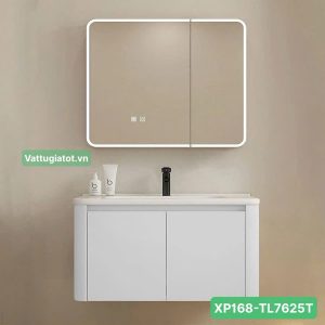 Tủ lavabo nhà tắm màu trắng gương hộp LED 1 chế độ XP168-TL7625T thiết kế hiện đại, cao cấp.