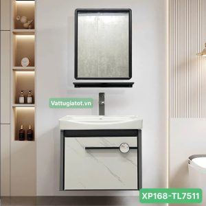 Tủ lavabo nhôm vân đá xám 1 cánh XP168-TL7511 thiết kế hiện đại, bền đẹp, phù hợp phòng tắm.