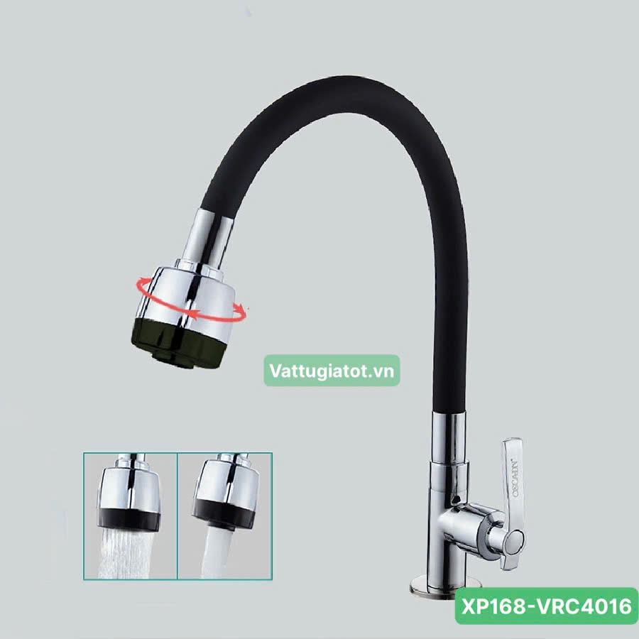 Vòi Rửa Chén Lạnh Đầu Vòi Tăng Áp Thân Nhựa Đen XP168-VRC4016 Vòi rửa chén lạnh đầu vòi tăng áp thân màu đen XP168-VRC4016, Inox 304 cao cấp.