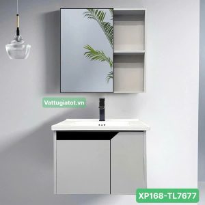 Tủ lavabo nhôm lệch cánh màu xám nhạt XP168-TL7677