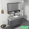 Tủ lavabo mặt đá phiến gương thường 80cm XP168-TLV7825T màu xám, tủ nhựa PVC cao cấp, tích hợp chậu rửa và gương treo tường.