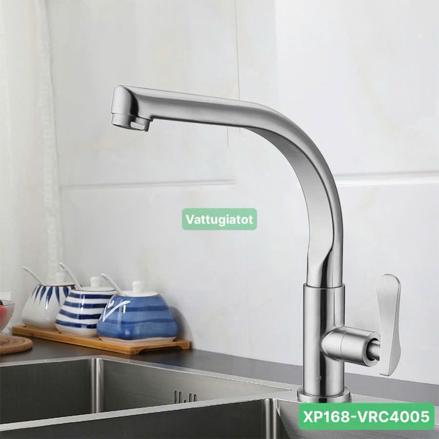 Vòi rửa chén lạnh Inox 304 xoay 360 độ XP168-VRL4005, cổ cao 38cm, bền đẹp. Vòi rửa chén lạnh Inox 304 xoay 360 độ XP168-VRL4005, cổ cao 38cm, bền đẹp.