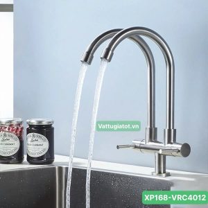 Vòi rửa chén lạnh đôi Inox 304 cao cấp XP168-VRC4012 màu inox mờ, bền đẹp.